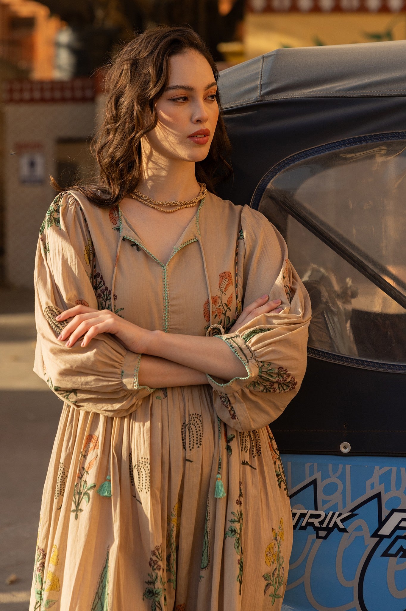Hand-block Printed Padma Floral Summer Loungewear Dress Hand-block Printed Padma Floral Summer Loungewear Dress