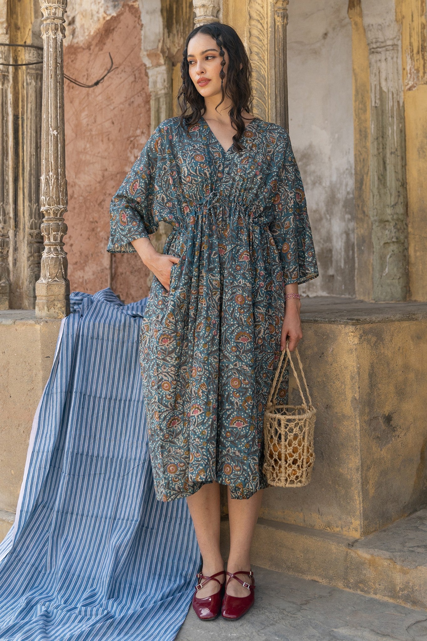 kaftan cotton dress Loose Long Dress With Pockets, Plus Size Cotton Caftan, Women Loungewear, Simple Dress, Indigo Cotton Kaftan, Allover Print Cotton Dress